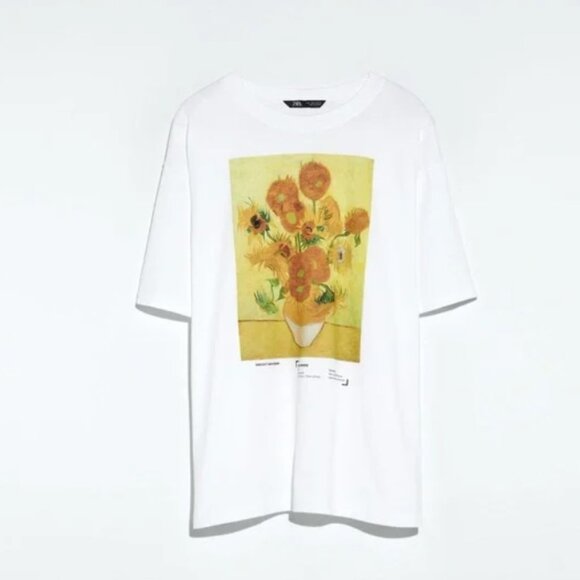ISO Zara Vincent Van Gogh T-shirt Sunflower Embroidery or Still Life - Picture 4 of 4
